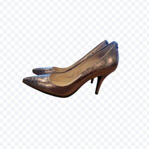 Michael Kors Leather Croc Embossed Heels Silvery Purple Color